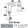 Bristan Hourglass Basin Mixer Clicker Waste Tap Dimensions